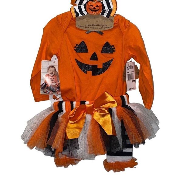 Baby Essentials NWT Halloween Outfit Set- Long Sleeve One Peice- Tulle Tutu- Pum - Picture 2 of 6